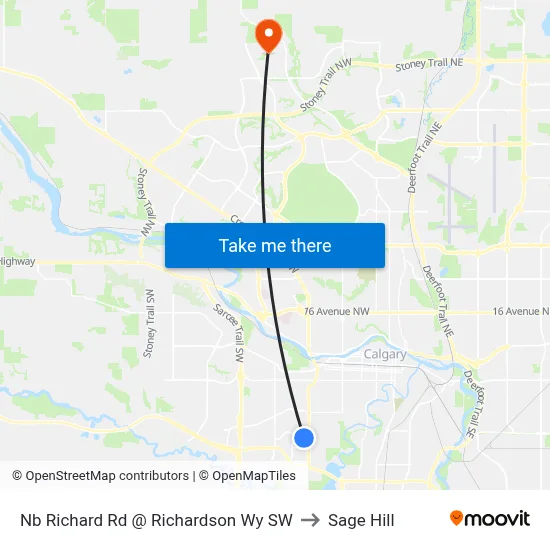 Nb Richard Rd @ Richardson Wy SW to Sage Hill map