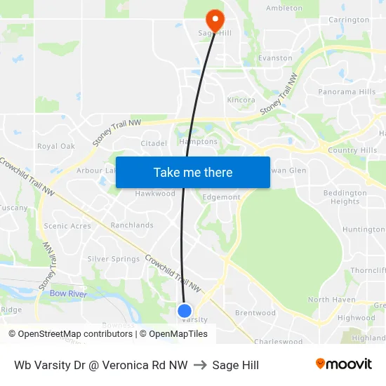 Wb Varsity Dr @ Veronica Rd NW to Sage Hill map