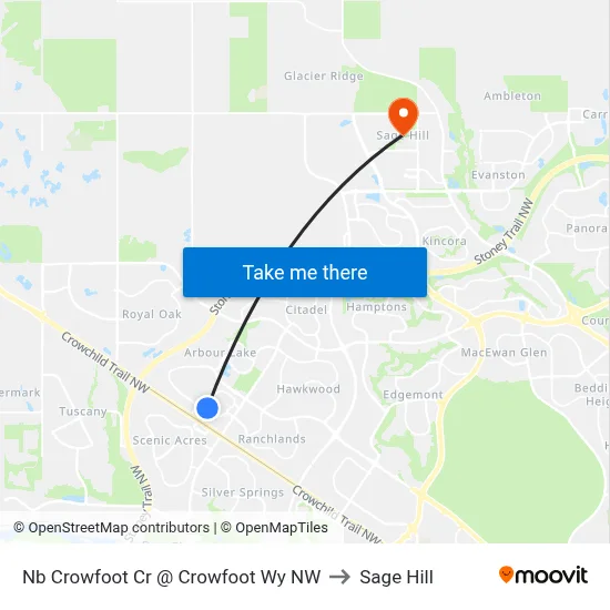 Nb Crowfoot Cr @ Crowfoot Wy NW to Sage Hill map