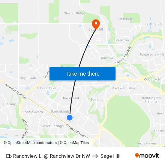 Eb Ranchview Li @ Ranchview Dr NW to Sage Hill map