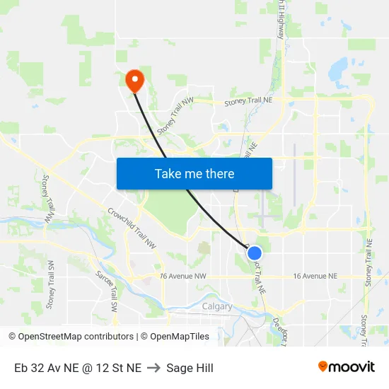 Eb 32 Av NE @ 12 St NE to Sage Hill map