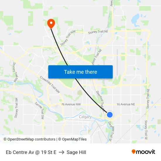 Eb Centre Av @ 19 St E to Sage Hill map