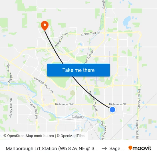 Marlborough Lrt Station (Wb 8 Av NE @ 36 St Ne) to Sage Hill map