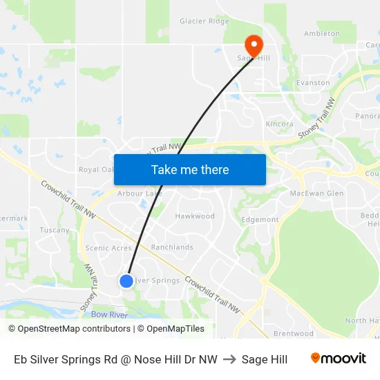 Eb Silver Springs Rd @ Nose Hill Dr NW to Sage Hill map