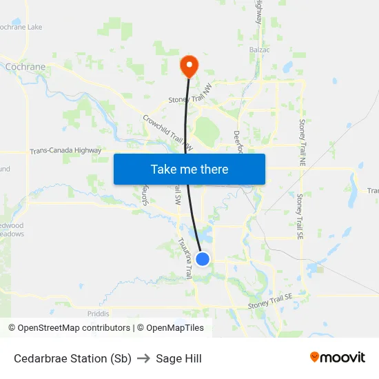 Cedarbrae Station (Sb) to Sage Hill map
