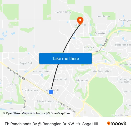 Eb Ranchlands Bv @  Ranchglen Dr NW to Sage Hill map