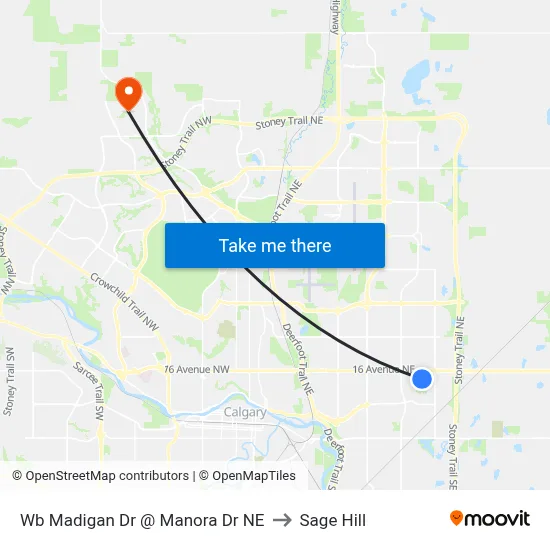 Wb Madigan Dr @ Manora Dr NE to Sage Hill map