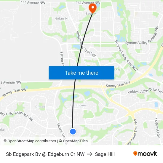 Sb Edgepark Bv @ Edgeburn Cr NW to Sage Hill map