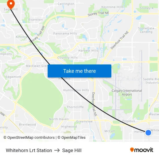 Whitehorn Lrt Station to Sage Hill map