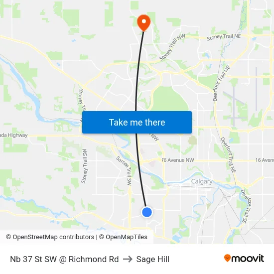 Nb 37 St SW @ Richmond Rd to Sage Hill map