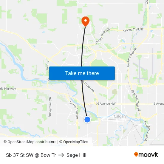 Sb 37 St SW @ Bow Tr to Sage Hill map
