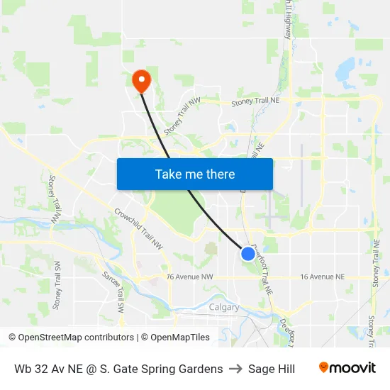 Wb 32 Av NE @ S. Gate Spring Gardens to Sage Hill map