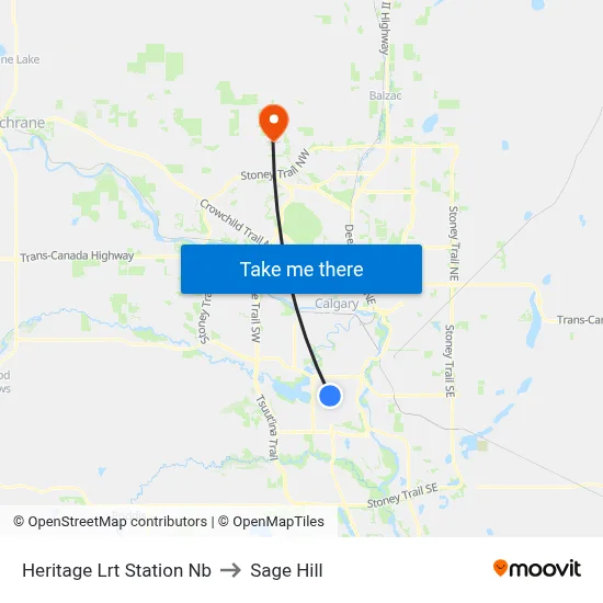 Heritage Lrt Station Nb to Sage Hill map