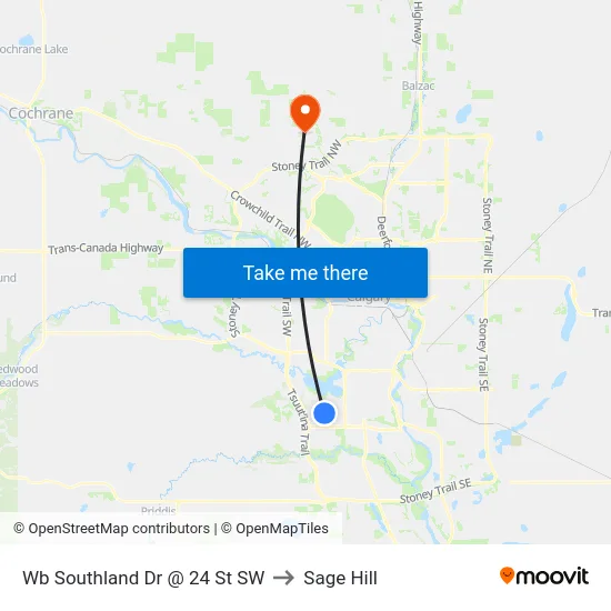 Wb Southland Dr @ 24 St SW to Sage Hill map