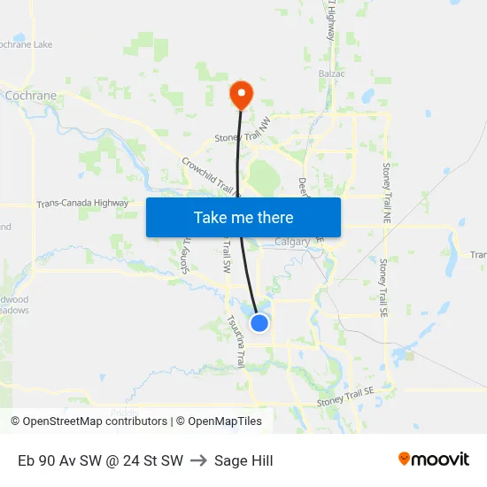 Eb 90 Av SW @ 24 St SW to Sage Hill map