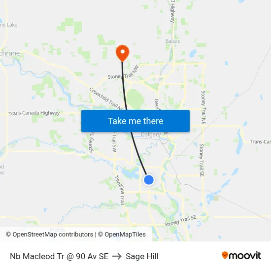 Nb Macleod Tr @ 90 Av SE to Sage Hill map