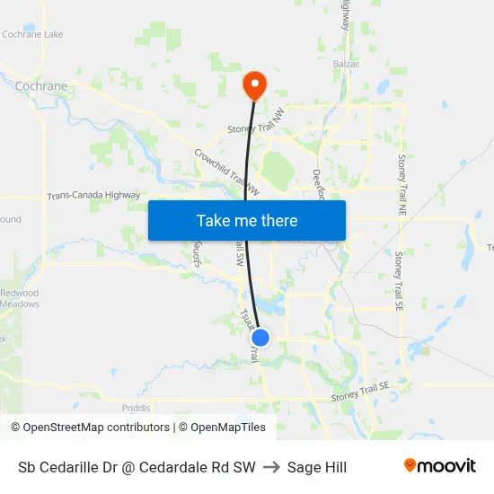Sb Cedarille Dr @ Cedardale Rd SW to Sage Hill map