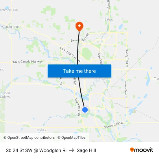 Sb 24 St SW @ Woodglen Ri to Sage Hill map