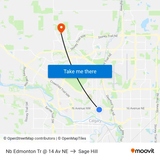 Nb Edmonton Tr @ 14 Av NE to Sage Hill map