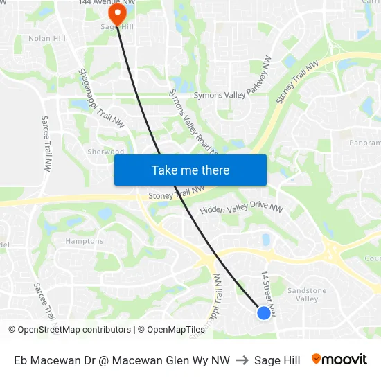 Eb Macewan Dr @ Macewan Glen Wy NW to Sage Hill map