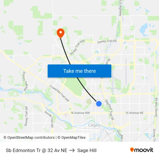 Sb Edmonton Tr @ 32 Av NE to Sage Hill map