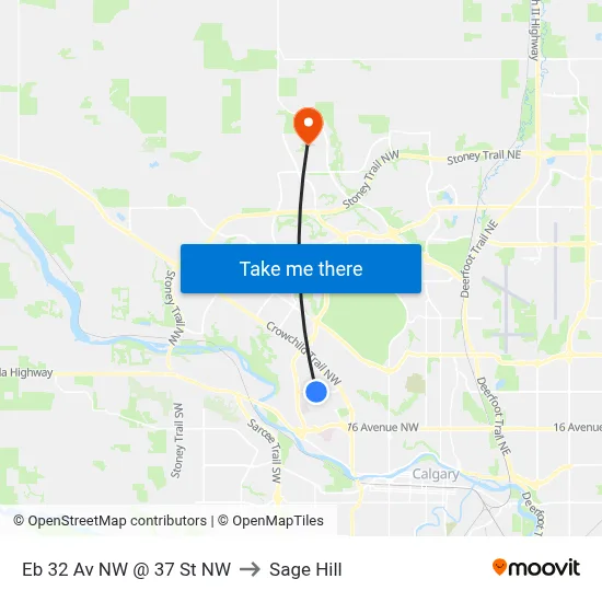 Eb 32 Av NW @ 37 St NW to Sage Hill map