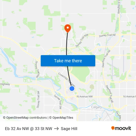 Eb 32 Av NW @ 33 St NW to Sage Hill map