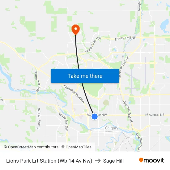 Lions Park Lrt Station (Wb 14 Av Nw) to Sage Hill map