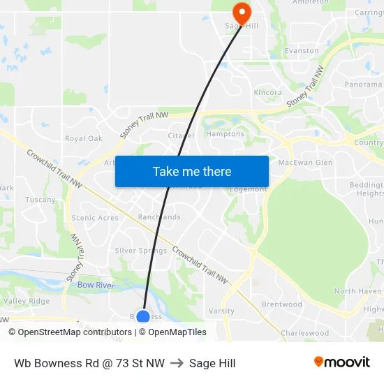 Wb Bowness Rd @ 73 St NW to Sage Hill map