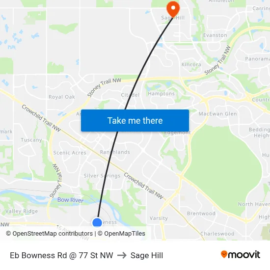 Eb Bowness Rd @ 77 St NW to Sage Hill map