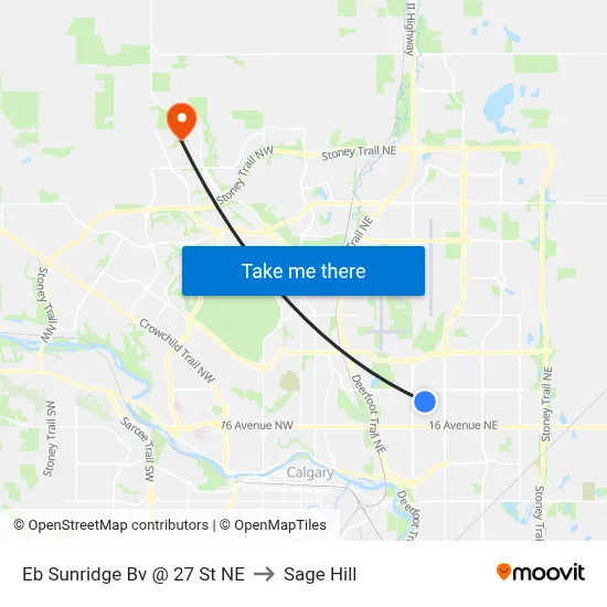 Eb Sunridge Bv @ 27 St NE to Sage Hill map
