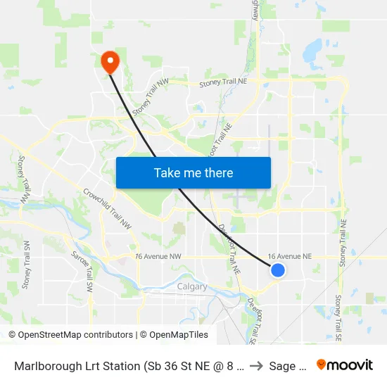 Marlborough Lrt Station (Sb 36 St NE @ 8 Av Ne) to Sage Hill map