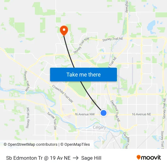 Sb Edmonton Tr @ 19 Av NE to Sage Hill map