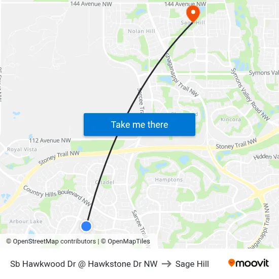 Sb Hawkwood Dr @ Hawkstone Dr NW to Sage Hill map