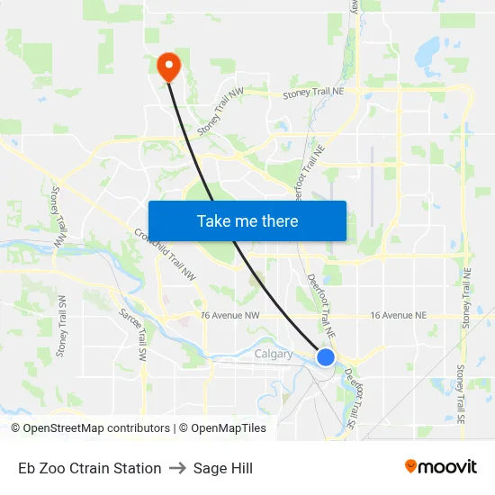 Eb Zoo Ctrain Station to Sage Hill map
