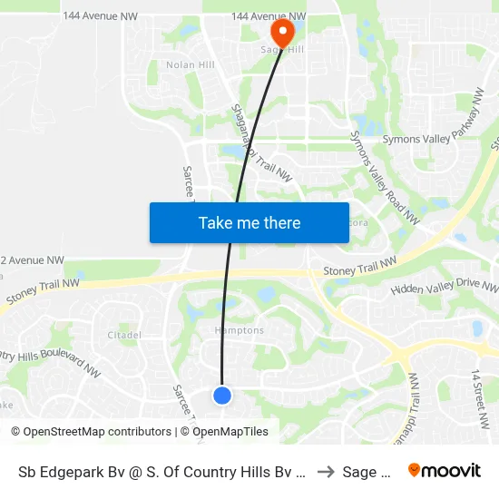 Sb Edgepark Bv @ S. Of Country Hills Bv NW to Sage Hill map