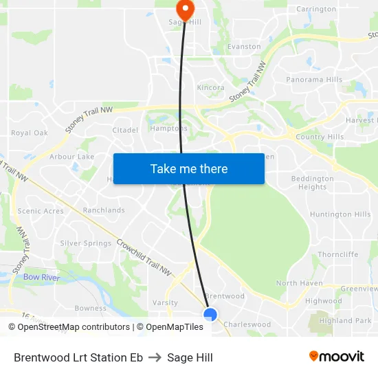 Brentwood Lrt Station Eb to Sage Hill map