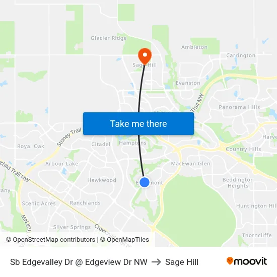 Sb  Edgevalley Dr @ Edgeview Dr NW to Sage Hill map