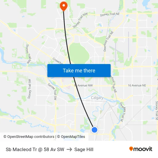 Sb Macleod Tr @ 58 Av SW to Sage Hill map