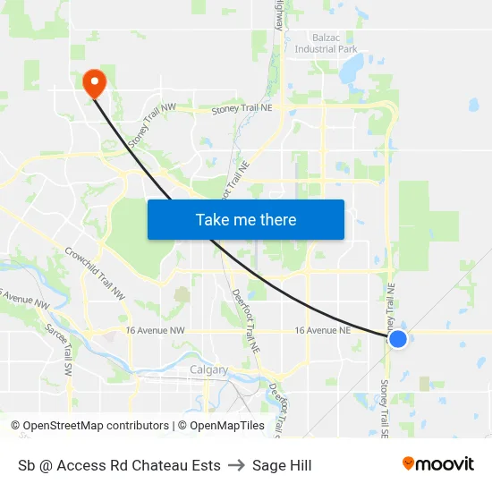 Sb @ Access Rd Chateau Ests to Sage Hill map