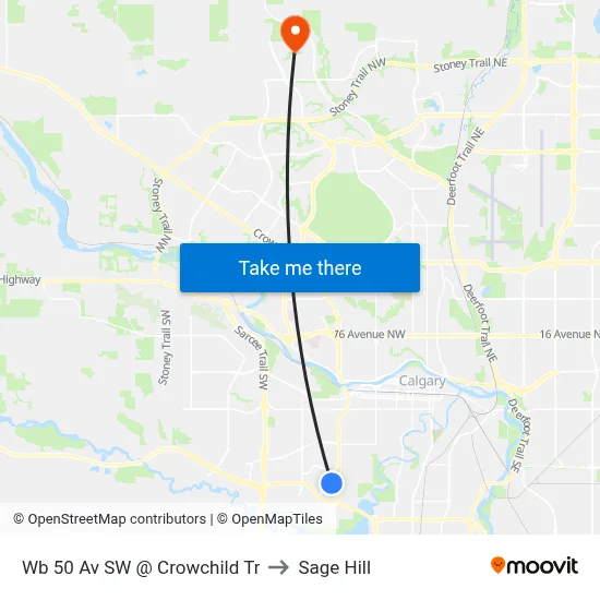 Wb 50 Av SW @ Crowchild Tr to Sage Hill map