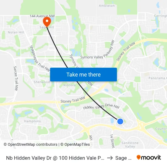 Nb Hidden Valley Dr @ 100 Hidden Vale Pl NW to Sage Hill map