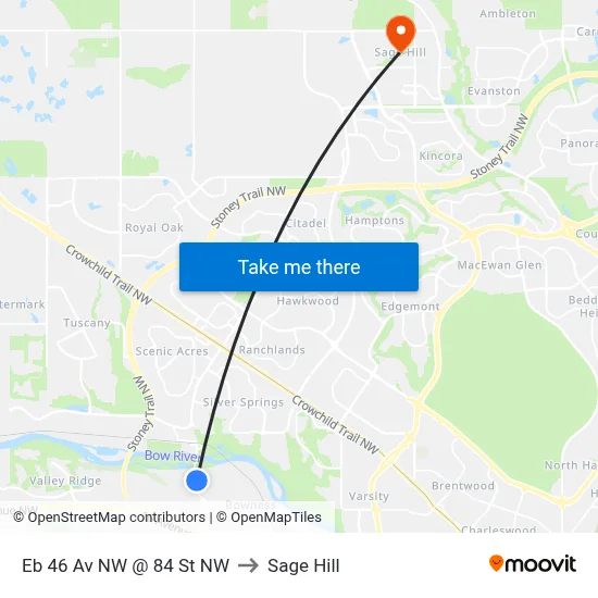 Eb 46 Av NW @ 84 St NW to Sage Hill map
