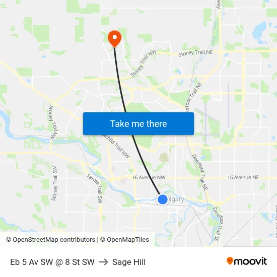 Eb 5 Av SW @ 8 St SW to Sage Hill map