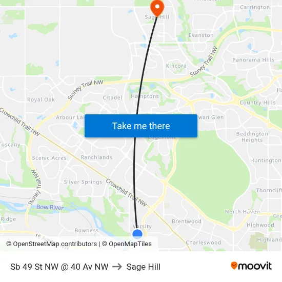 Sb 49 St NW @ 40 Av NW to Sage Hill map