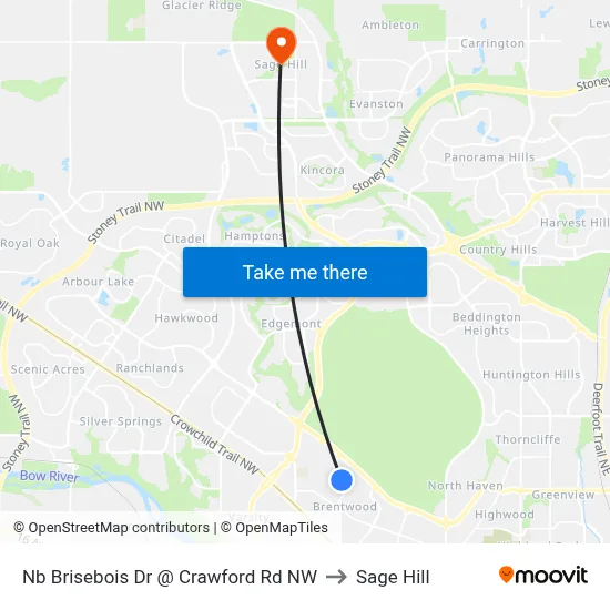 Nb Brisebois Dr @ Crawford Rd NW to Sage Hill map