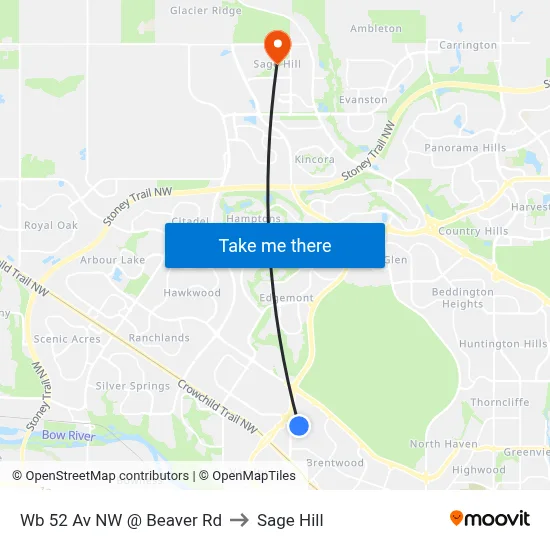 Wb 52 Av NW @ Beaver Rd to Sage Hill map
