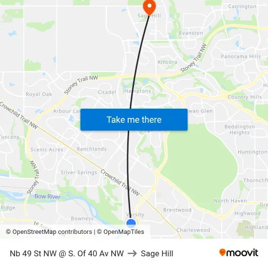 Nb 49 St NW @ S. Of 40 Av NW to Sage Hill map