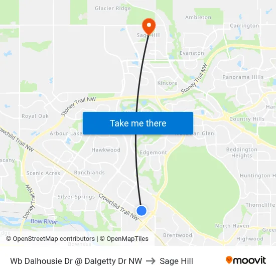 Wb Dalhousie Dr @ Dalgetty Dr NW to Sage Hill map
