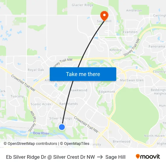 Eb Silver Ridge Dr @ Silver Crest Dr NW to Sage Hill map